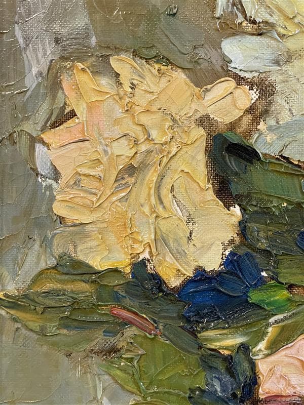 「真作」岡部忠之『薔薇 』静物画　油彩画　額装　サイン有り　10号