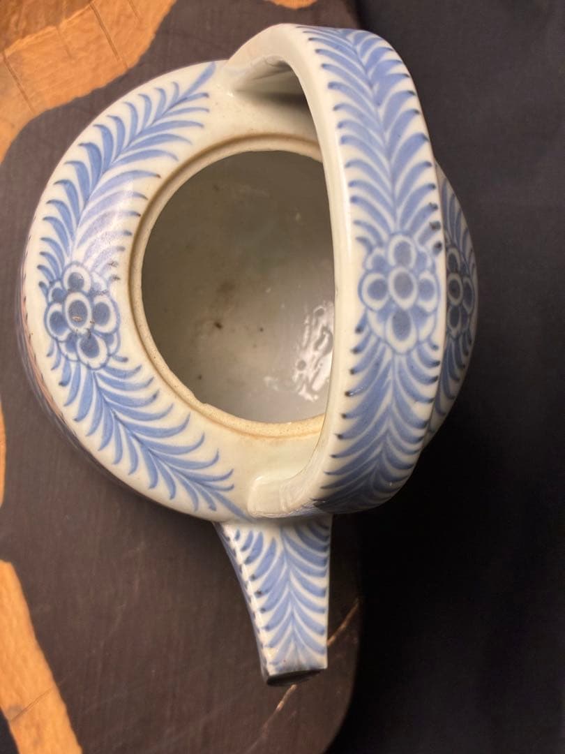 染付 花唐草 水注 水次 煎茶道具 A-25