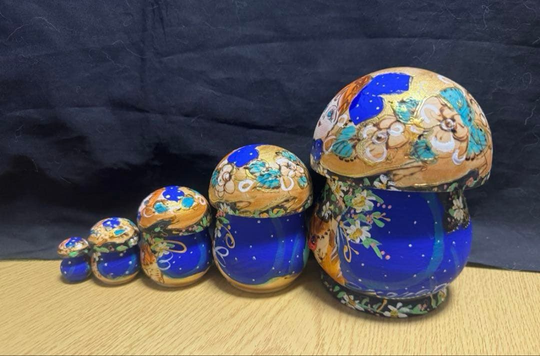 セール❗️ロシア　イリーナ・ママエヴァ作品　キノコ型マトリョーシカ5組