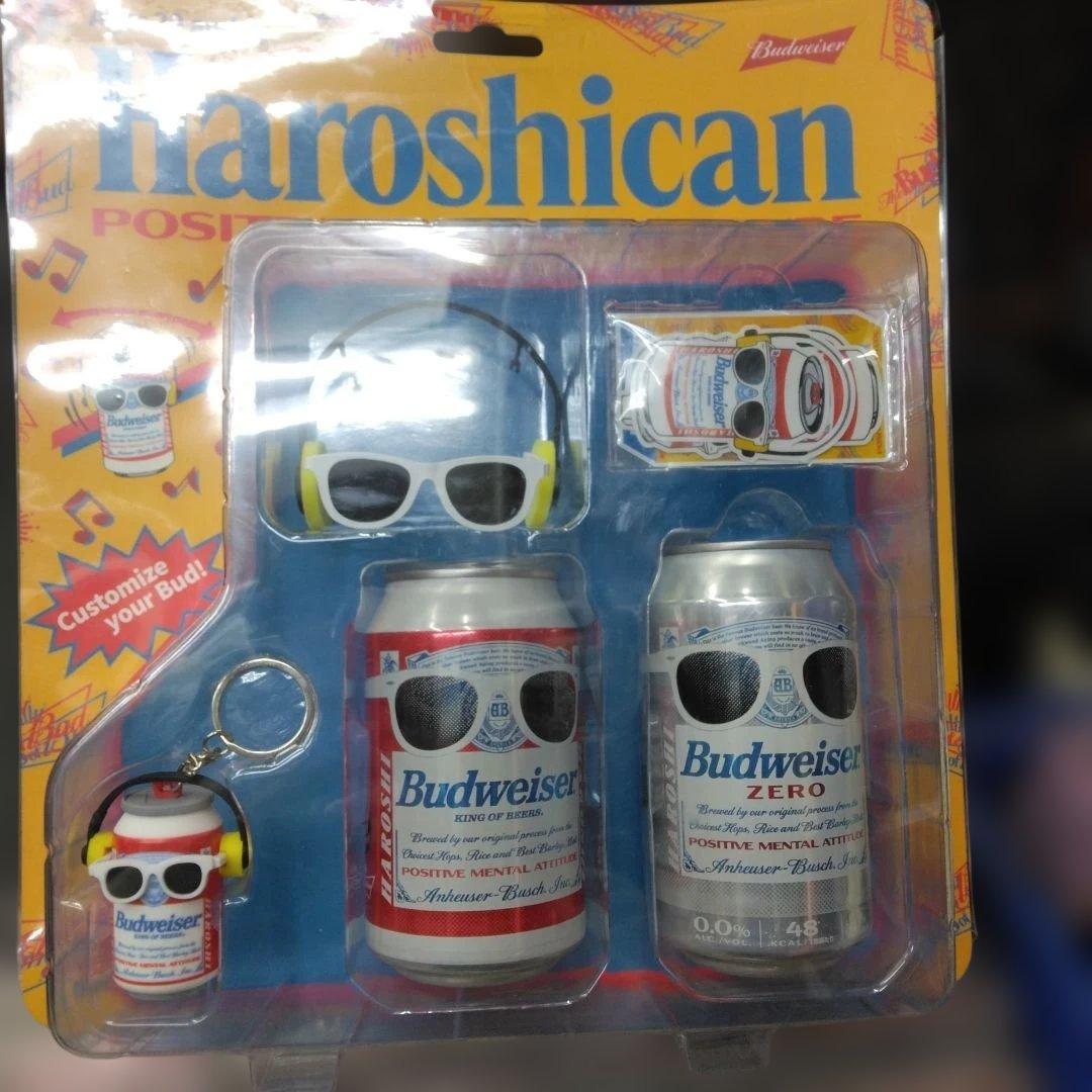Haroshi x バドワイザー スケートデッキ(レッド)＋キーホルダー