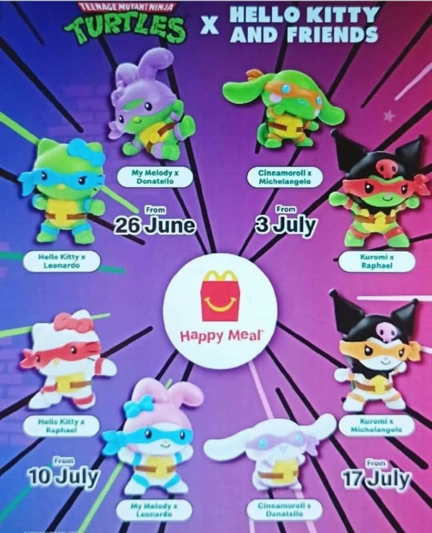 【海外限定】TURTLES×HELLO KITTY/ ハッピーセット6体 未開封