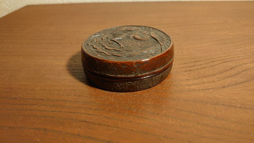 香合　堆朱　古玩　時代香合　蔵出し　鳳凰　仏教美術　１客