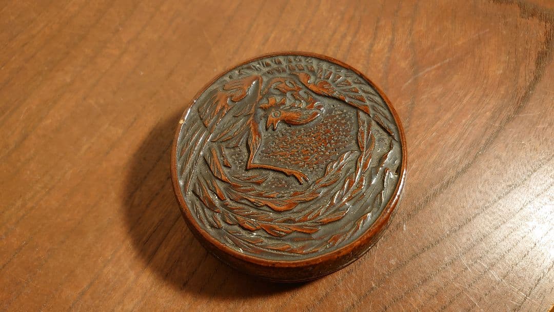 香合　堆朱　古玩　時代香合　蔵出し　鳳凰　仏教美術　１客