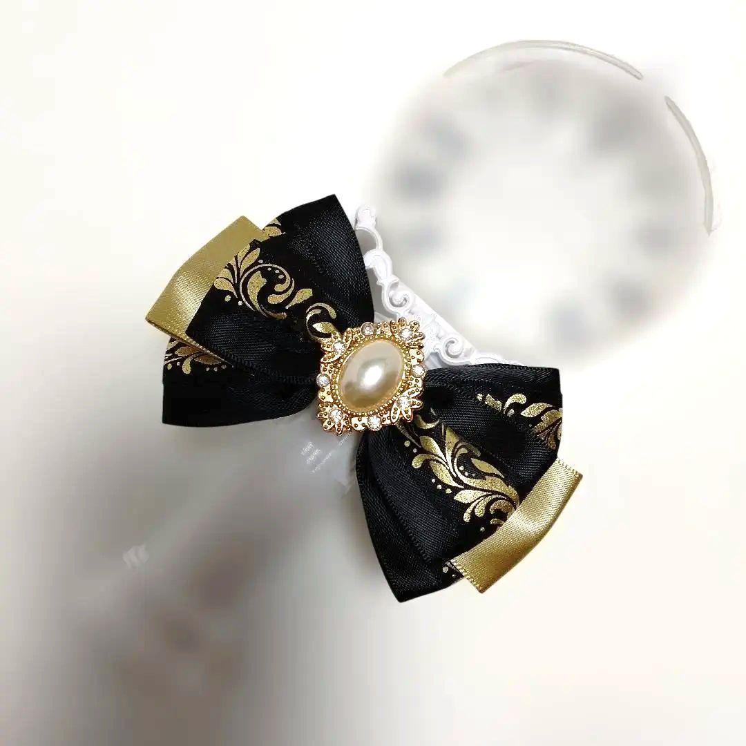 ★ペンライトリボン キンブレリボン★黒×金 ブラック ゴールド 手首にも可愛い