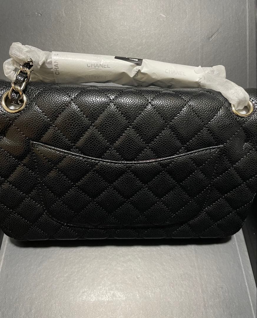 CHANEL ダブルチェーン　フラップ　キャビアスキンシルバー