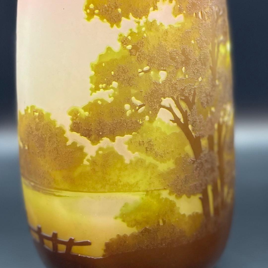 【希少アンティーク】エミール・ガレ 花瓶 29cm 湖水風景 フラワーベース