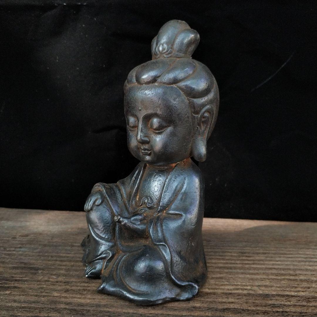 鉄器 鉄仏 仏教美術 Q版観音菩薩小仏像 工芸品 美術品 置物