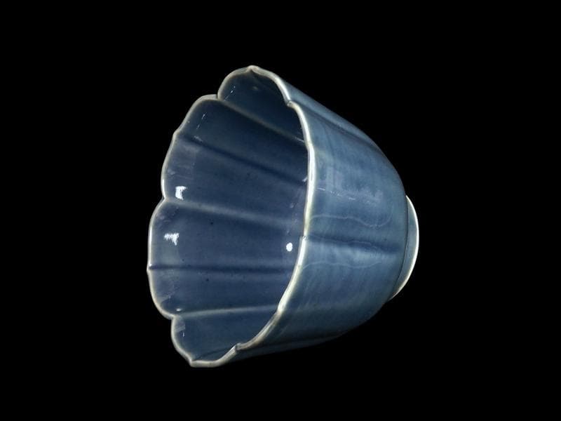 古伊万里　瑠璃　輪花向付　F477AS-DBo