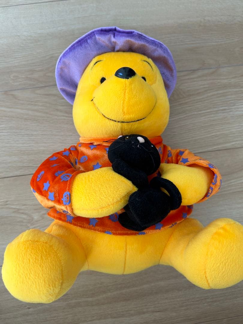 【レア】ハロウィンプーさん ぬいぐるみ 約30cm 黒猫付き