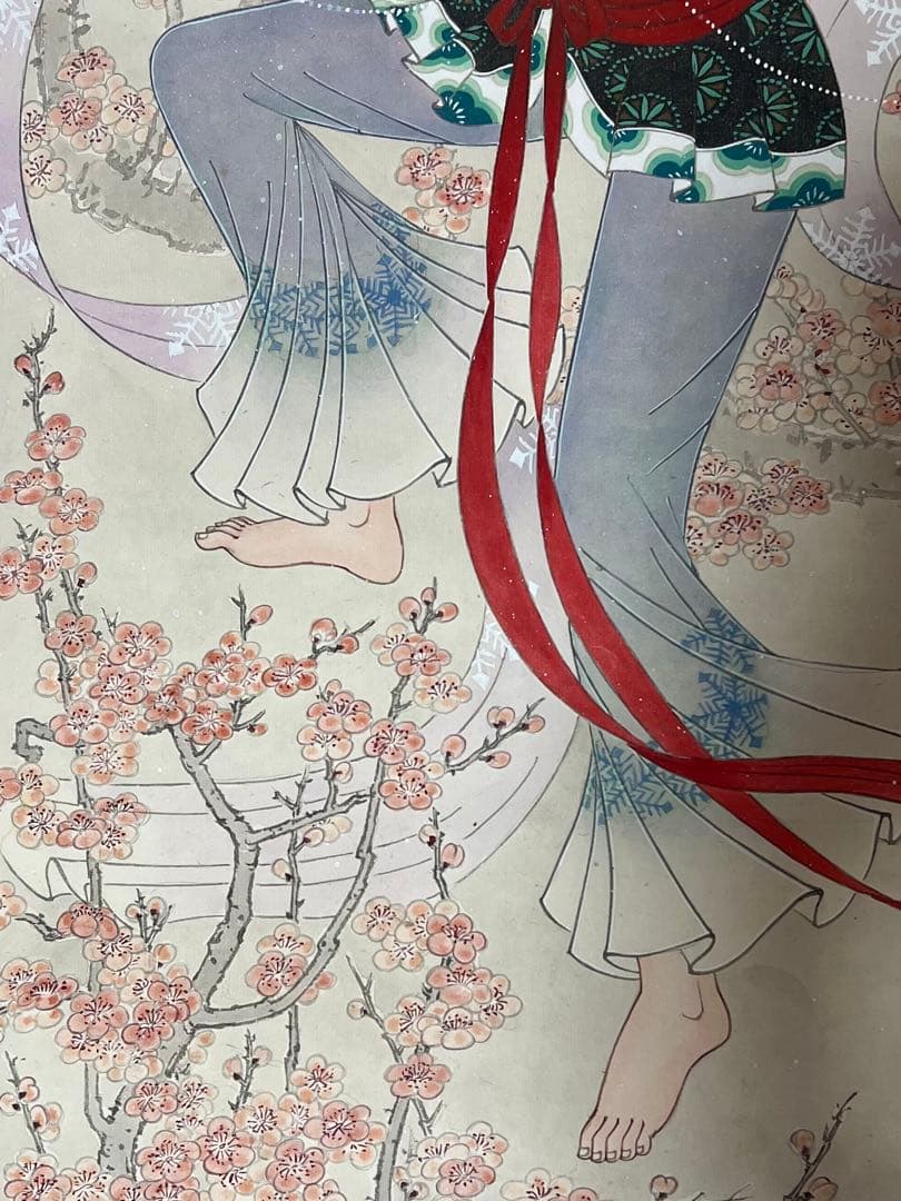 まくり　中国画 馬毅［天女ノ図］紙本　肉筆！