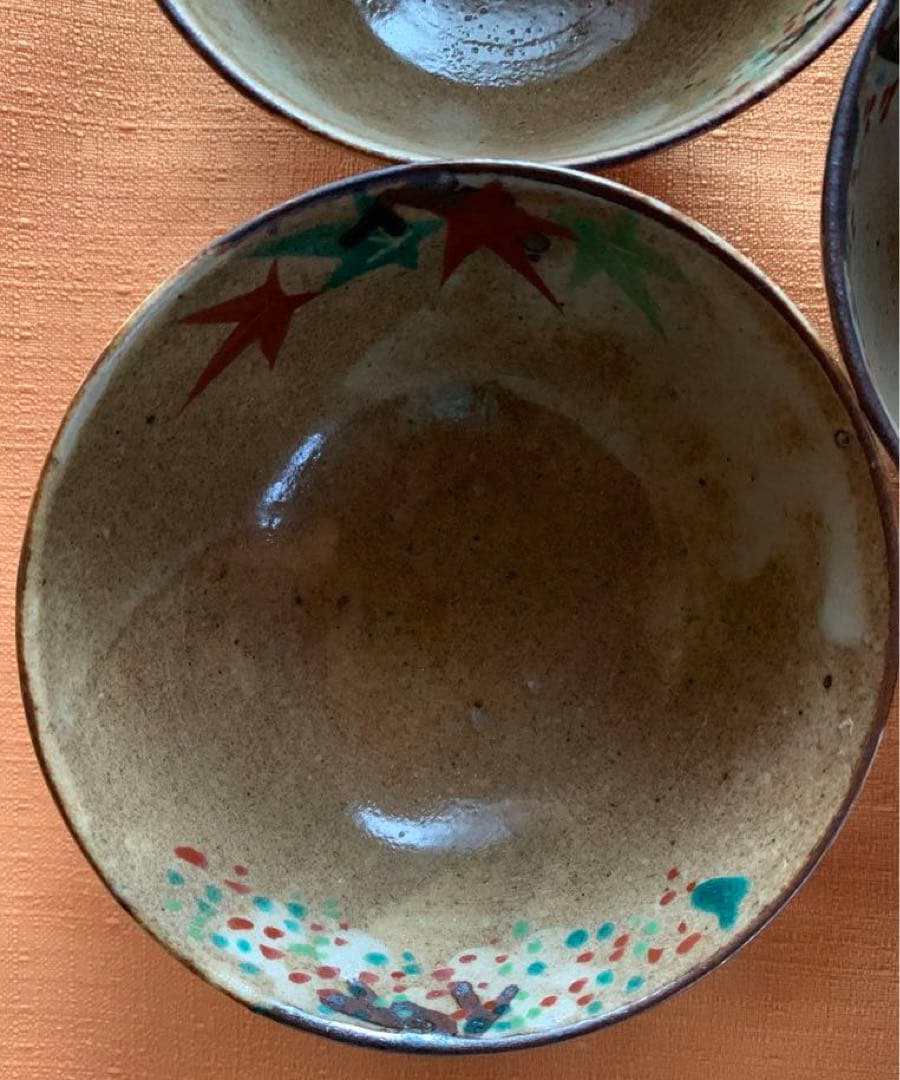 希少　古犬山焼　雲錦手　色絵茶碗　飯碗　5客　揃