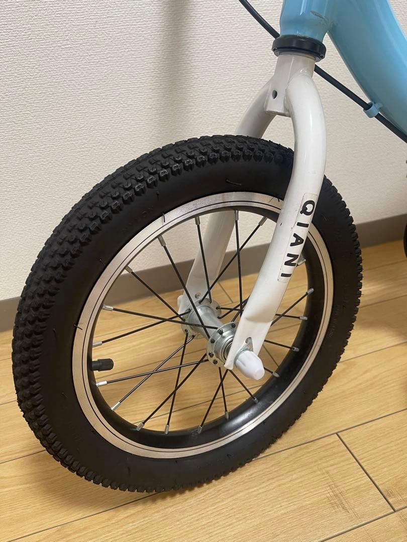 あこあこQiani 幼児用自転車　コマ付き　変身バイク　ブルー　14インチ