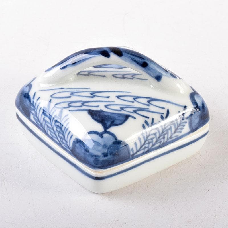 茶道具　京焼　御室窯造　染付　隅田川　香合　共箱　V　7962