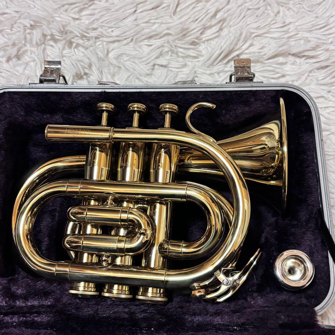 ポケットトランペット MPT100L Minerva ケース付き 金色　ラッカー