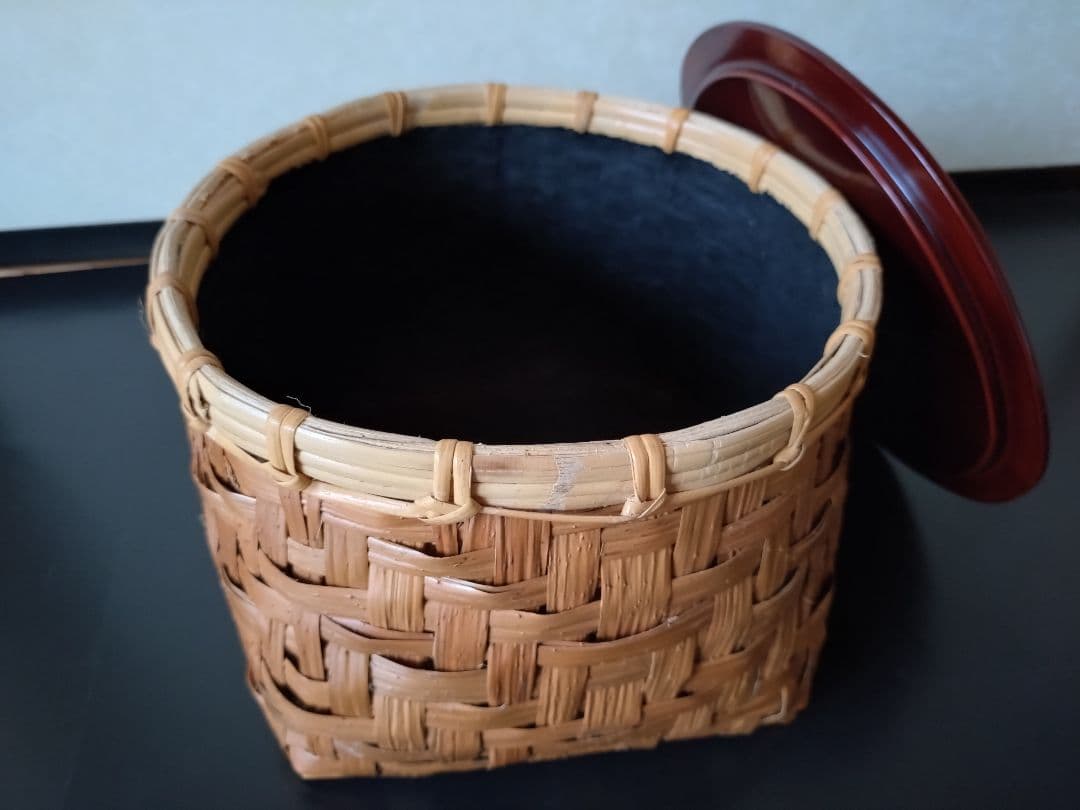 2 蓮組菜篭　茶道具 　籠　篭 安藤竹良斎　共箱