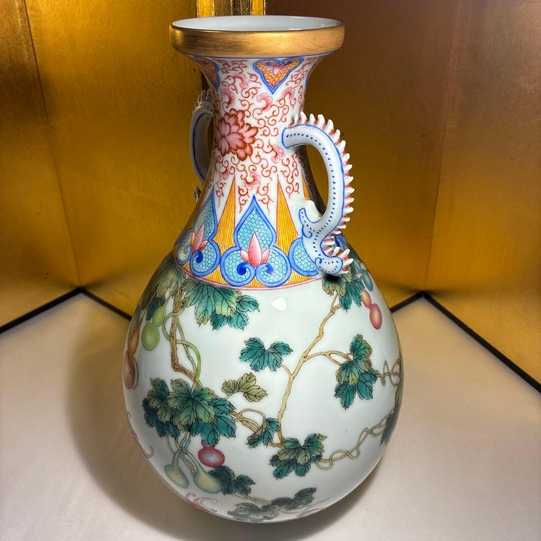 アンティーク　大清乾隆年製　福禄万代　花瓶