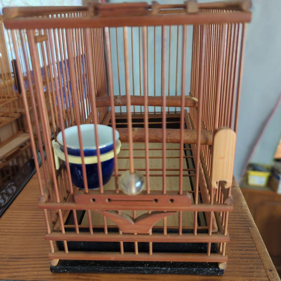 鳥籠　（６個セット）　餌猪口６個。（九谷焼）名札６枚