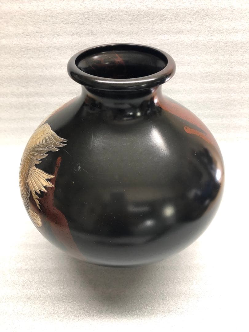 花器　花瓶　双鶴彫金　真峰作　ブロンズ