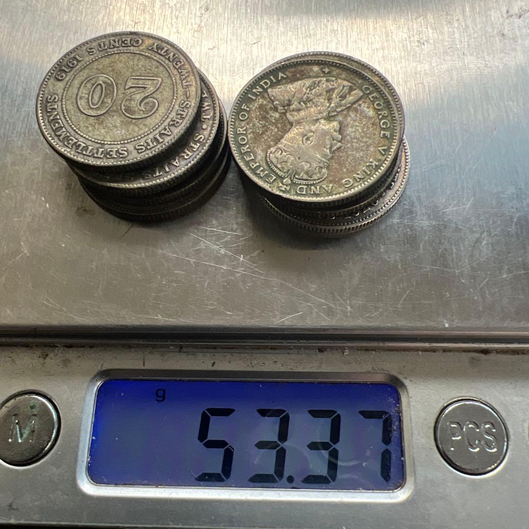 外国銀貨　海峡植民地20C銀貨　10枚まとめロット