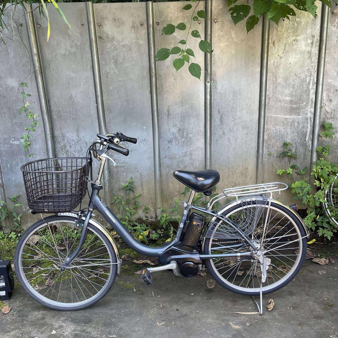 Panasonic 電動アシスト自転車 グレー カゴ24インチバッテリー12ah