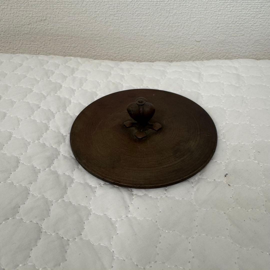 【骨董品】鉄製 網目模様龍文堂鉄瓶 アンティーク 丸型時代物 高さ20cm 刻印