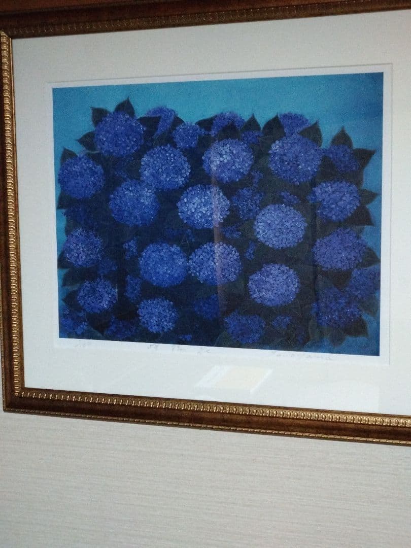 園山幹生　リトグラフ　美術品　絵画　版画　インテリア　1/100 紫陽花の絵