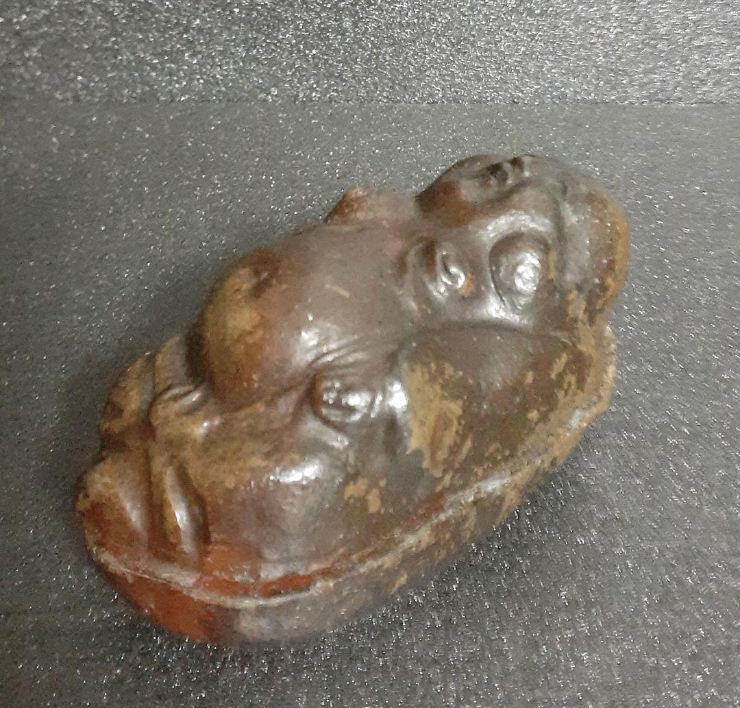 桃山時代　古備前　寝布袋　香合　岡田宗叡鑑定箱　茶道具　茶器　香道具