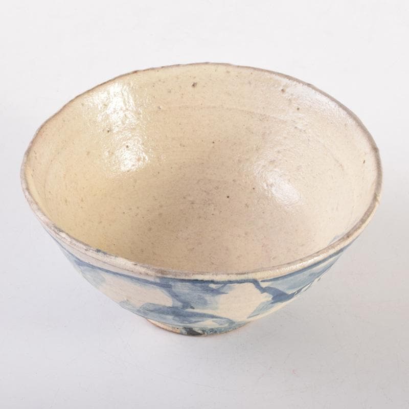 染付　花草山水人物文碗　茶碗　時代箱付　V　7193