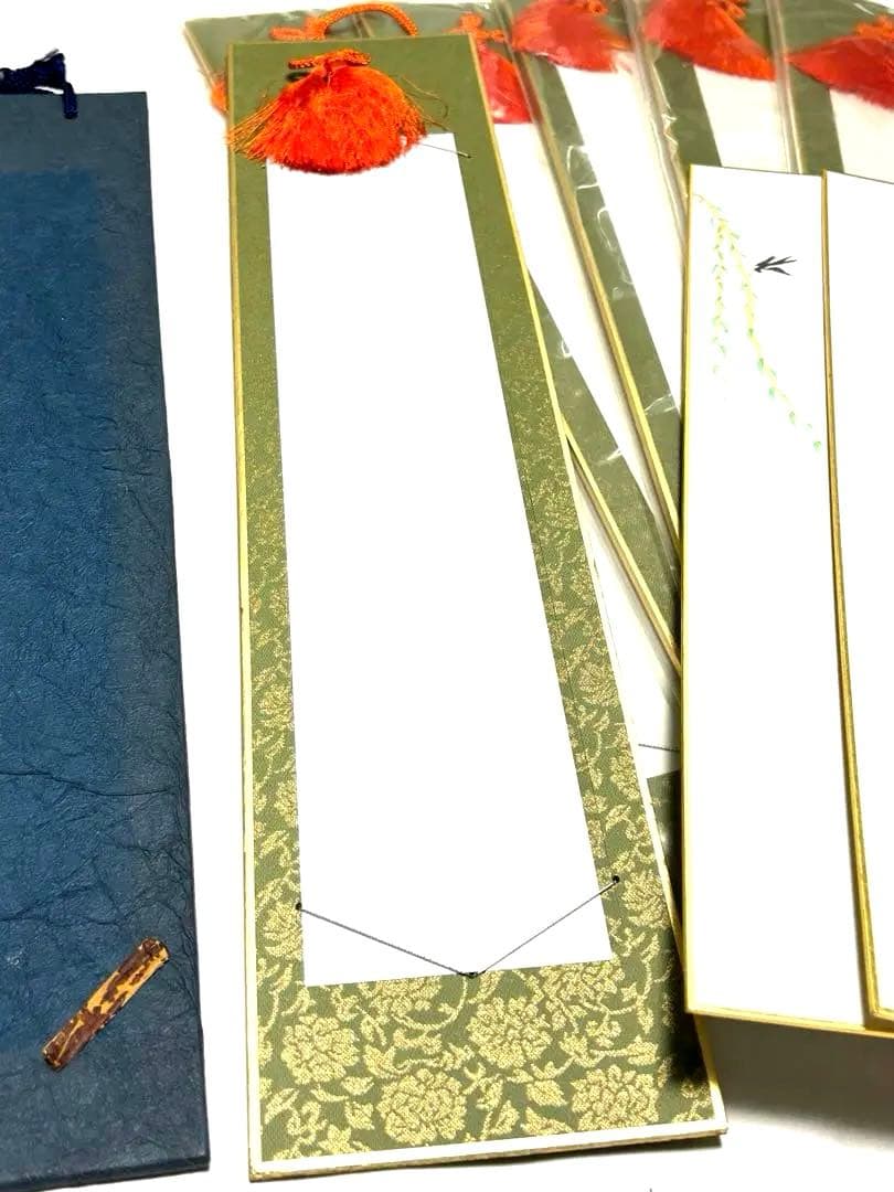 新品！和紙製短冊 大14枚、中サイズ6枚　絵付短冊冊子5枚　金色装飾　纏め売り