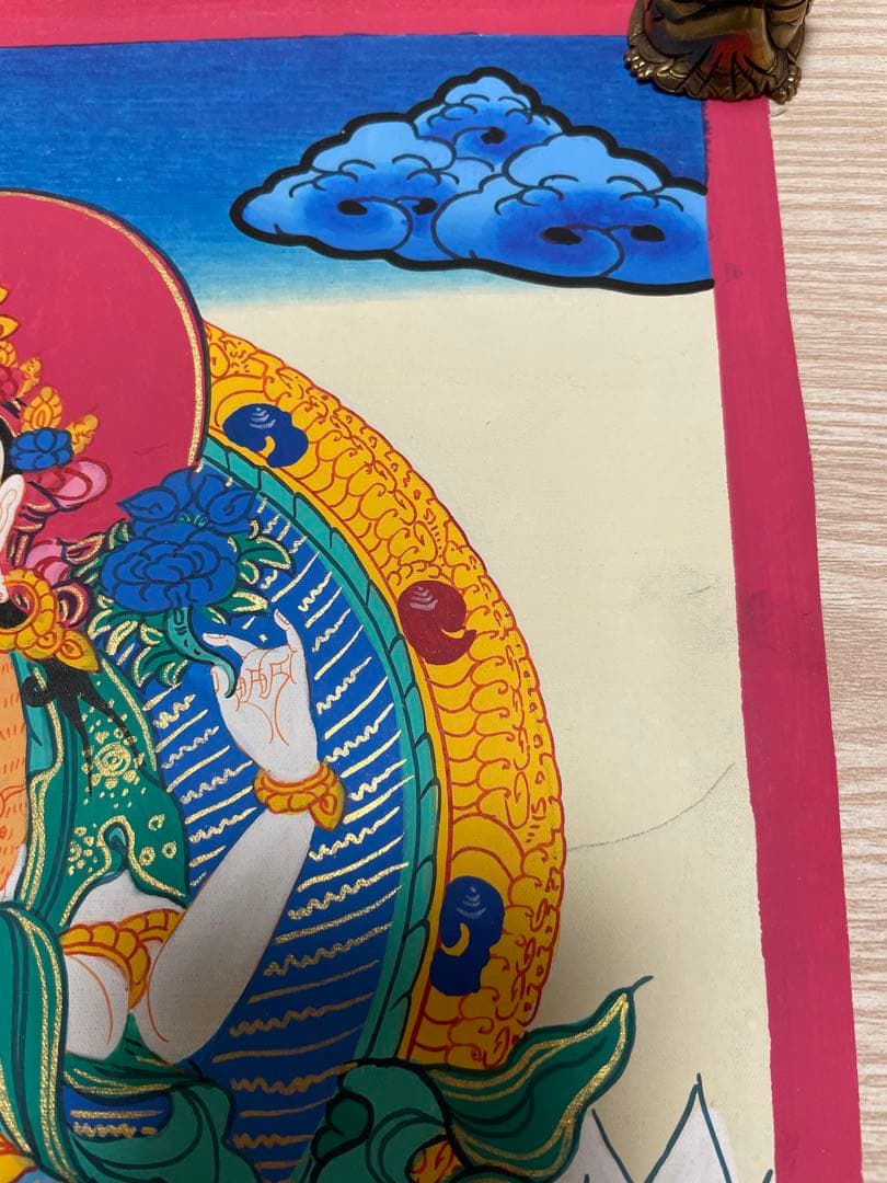 《 チベット密教　1点物 》 手描き　曼荼羅　チャングリシー　観音　仏教　至宝