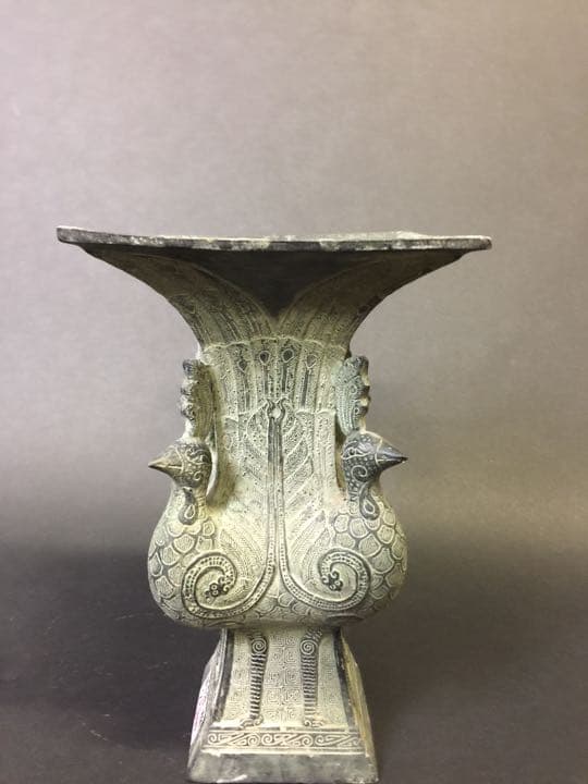 青銅四方尊  時代物  花器 花入  茶道具 華道具 生花