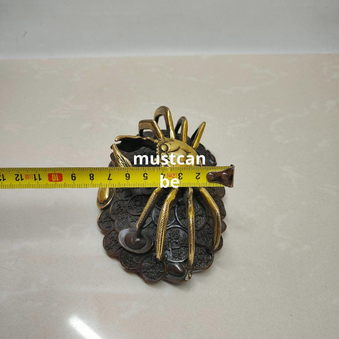 銅器 蟹 八方来財 茶台 文机 執務室 開運 風水 招財 置物 工芸品 装飾品