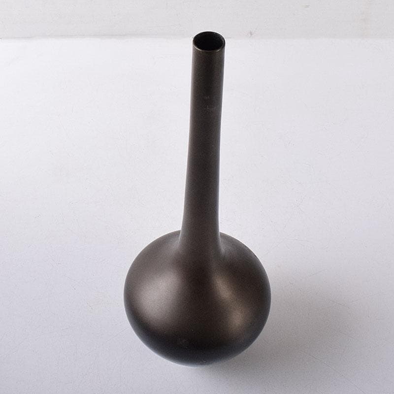茶道具　金工師　一ノ瀬宗辰造　唐銅　下蕪花入　共箱　C　8178