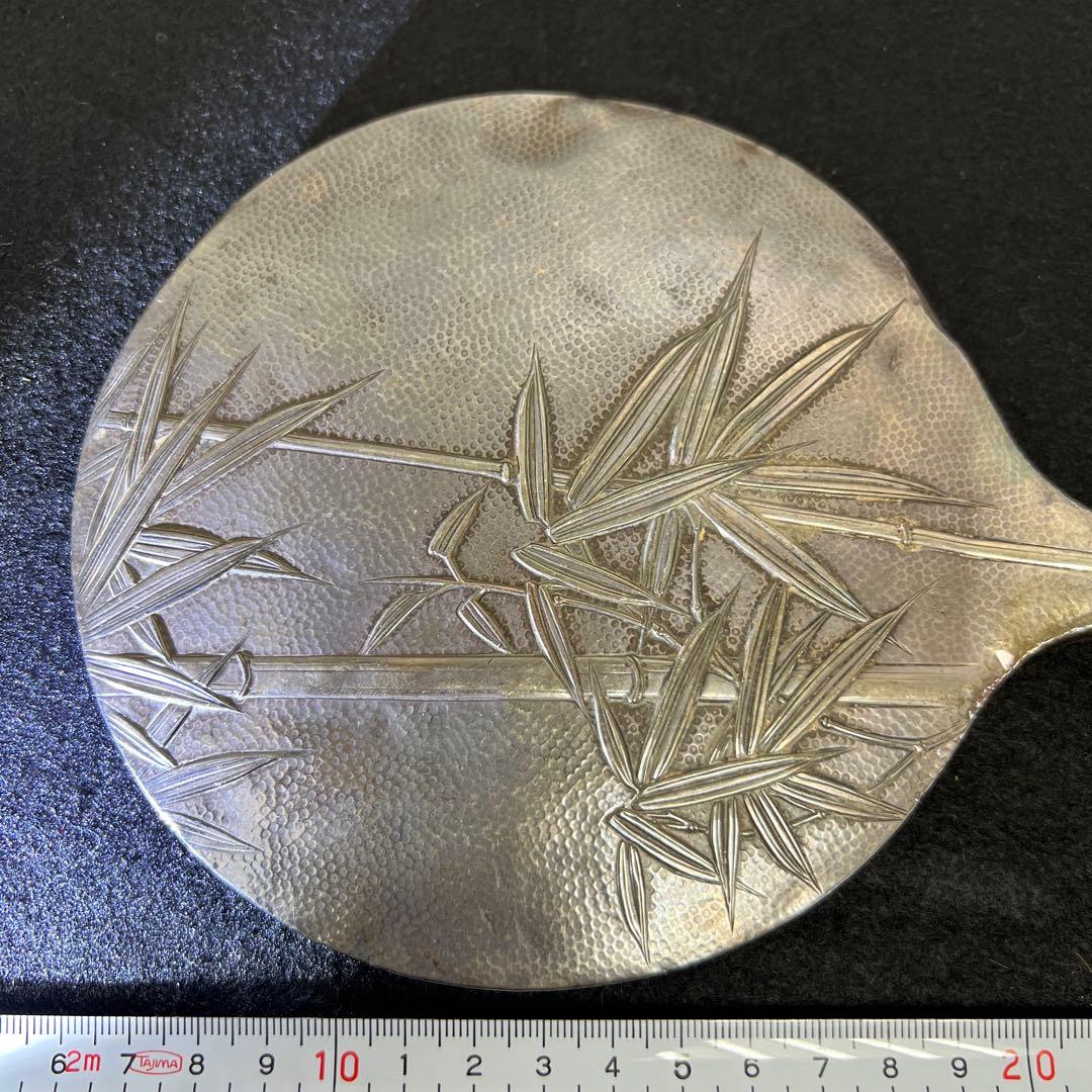 専用　sterling刻印　竹図手鏡　440g 東Y7-1223☆2Fトコチサ