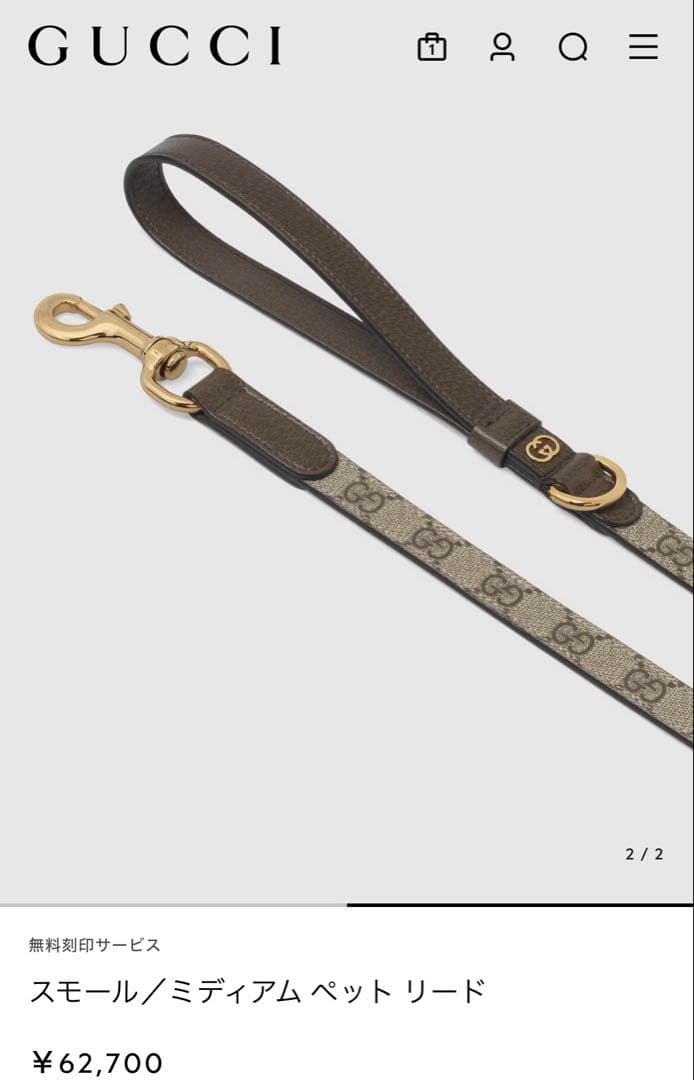GUCCI ペット　カラー　リード　首輪
