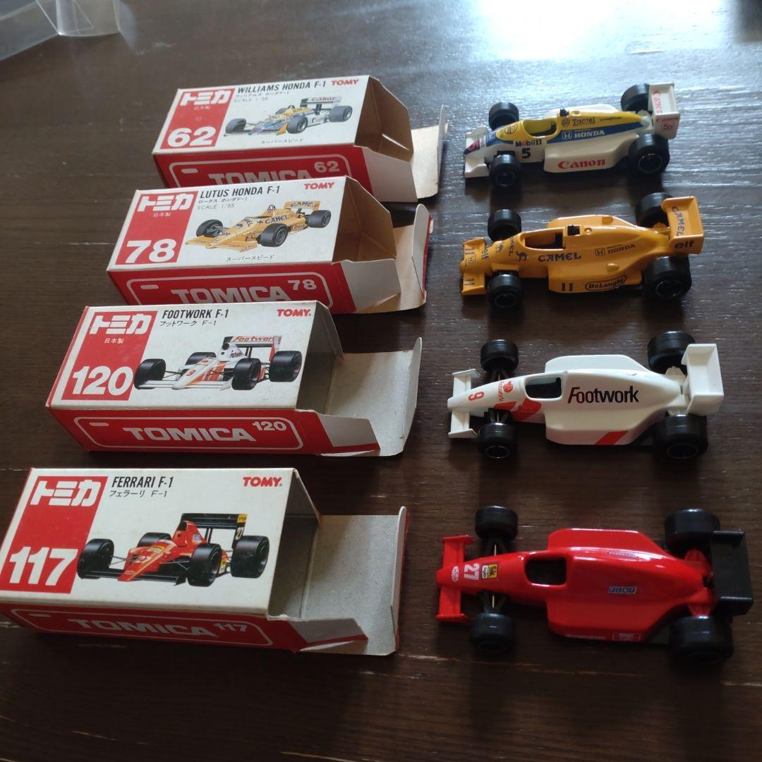 トミカ F1 4台 (ウィリアムズ、ロータス、フェラーリ、フットワーク)未使用