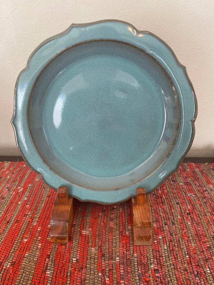 人間国宝　原清　【原清 鈞窯輪花鉢】幅約27cm /  高さ3.5cm