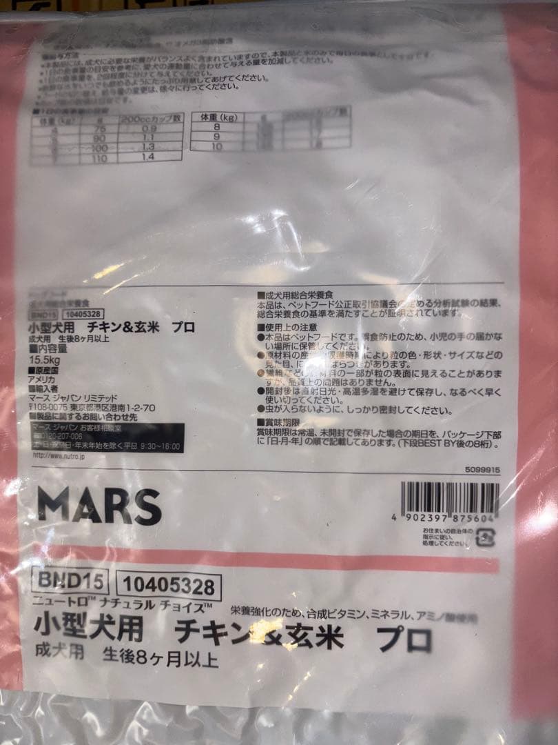 ニュートロ　チキン＆玄米　小型犬用　成犬用　１５.５キロ