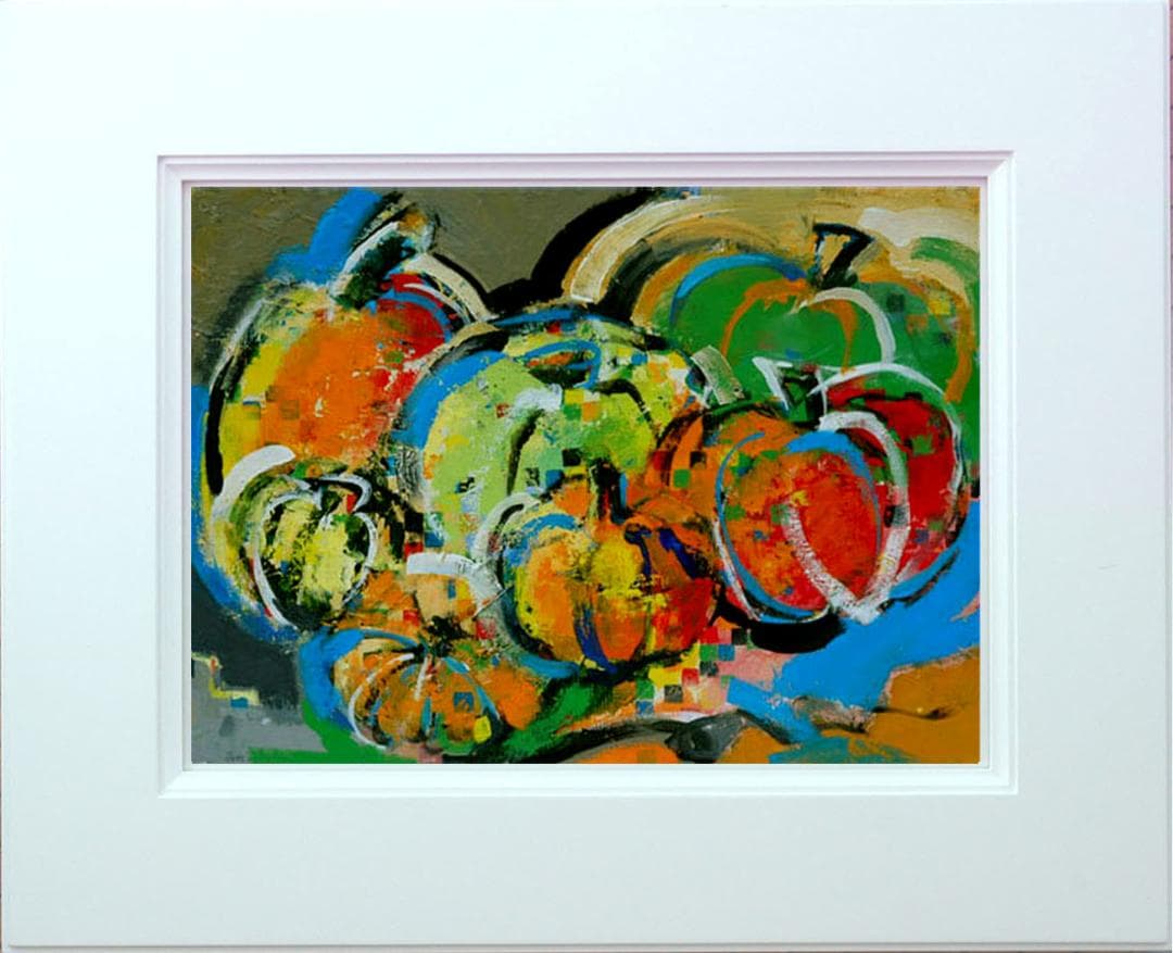 油絵 菅家令子 絵 絵画 インテリア額付(黒) uF6-061303静物かぼちゃ