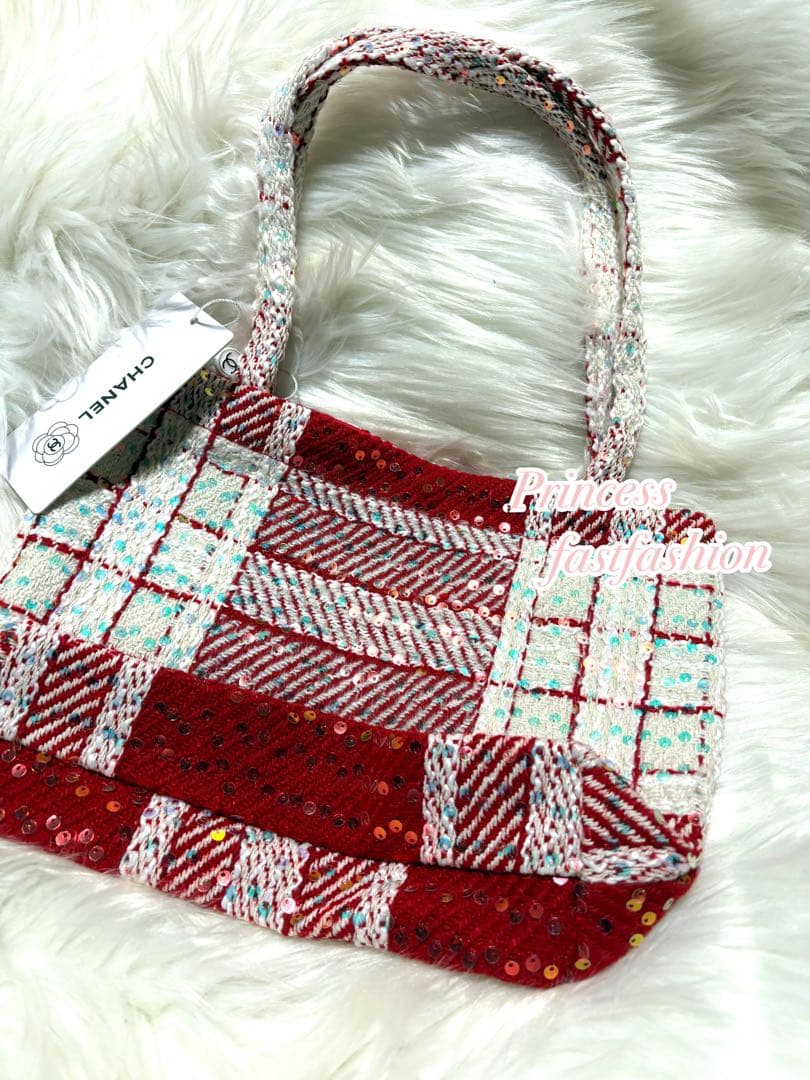 シャネル CHANEL バーガンディ スパンコール トートバッグ