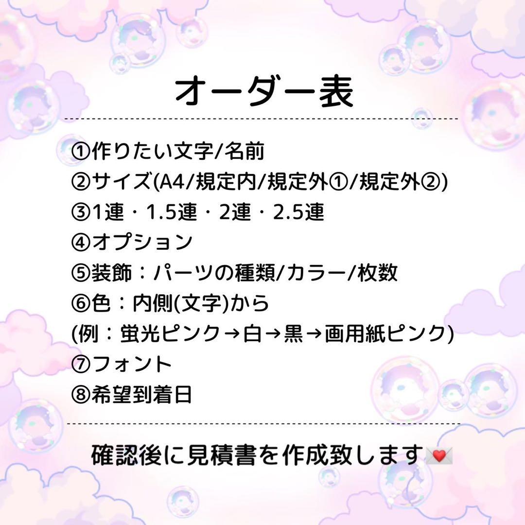 うちわ文字 ネームボード パネル オーダー受付ページ