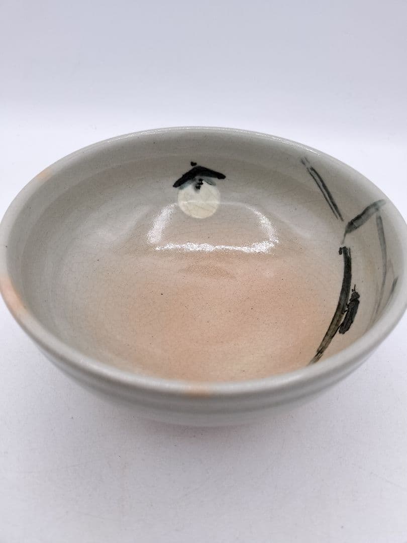 c735 平茶碗 ホタルの絵 朝日焼 紙箱 茶道具 古物
