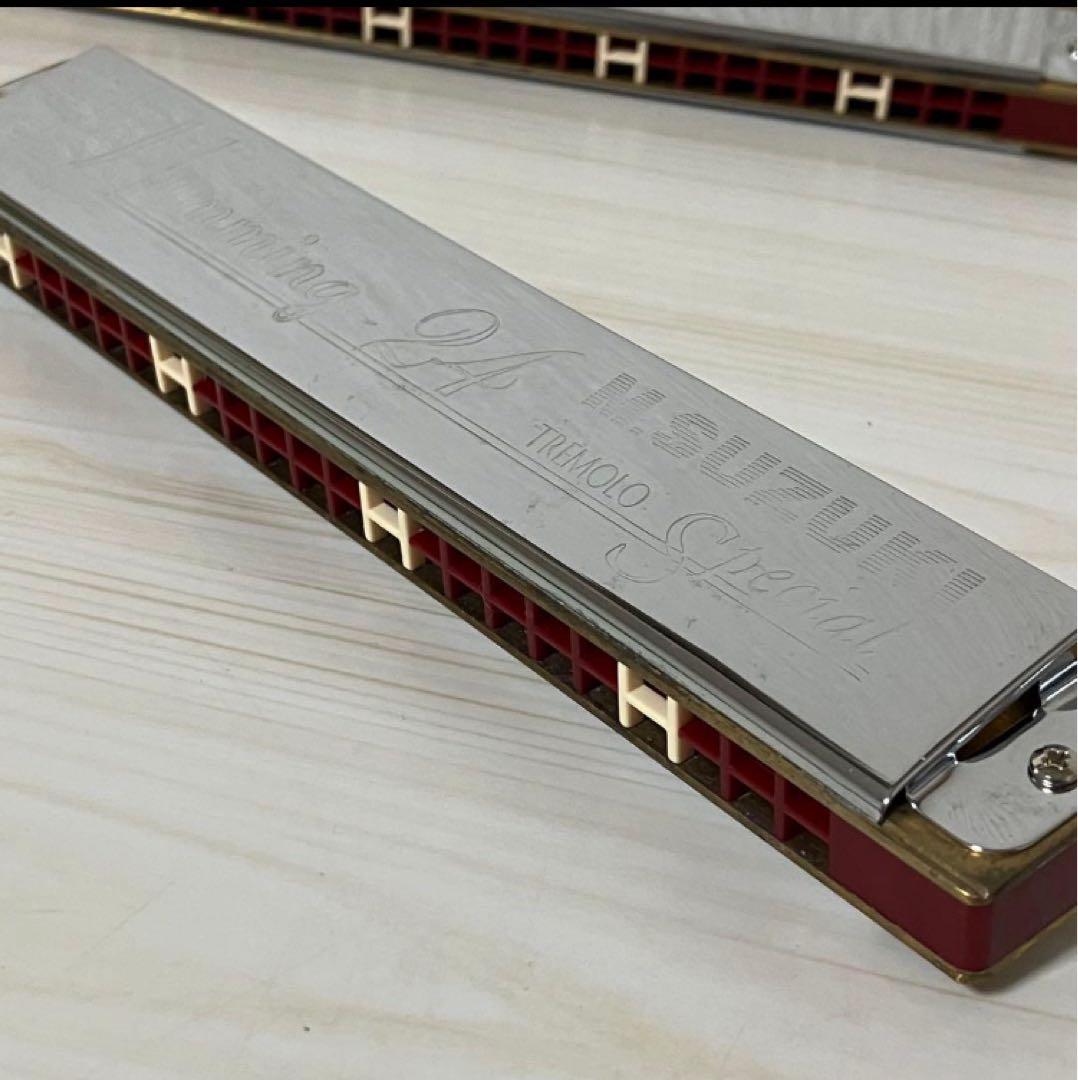 ①【中古品】SUZUKI 24穴複音ハーモニカ５本　Am ANm