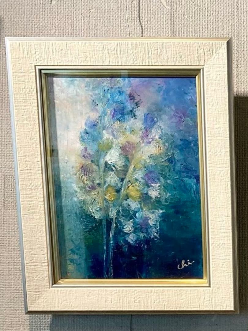 油画 タイトル『花の生まれる日』　F4 ※額装込み