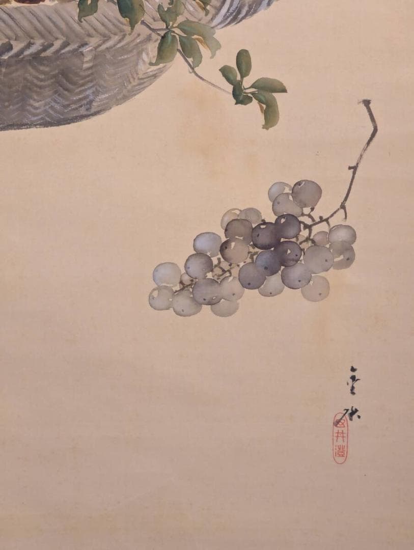 【真作】掛軸　五井金水　静物　写実美に満ちた静物画の逸品　共箱入　T46