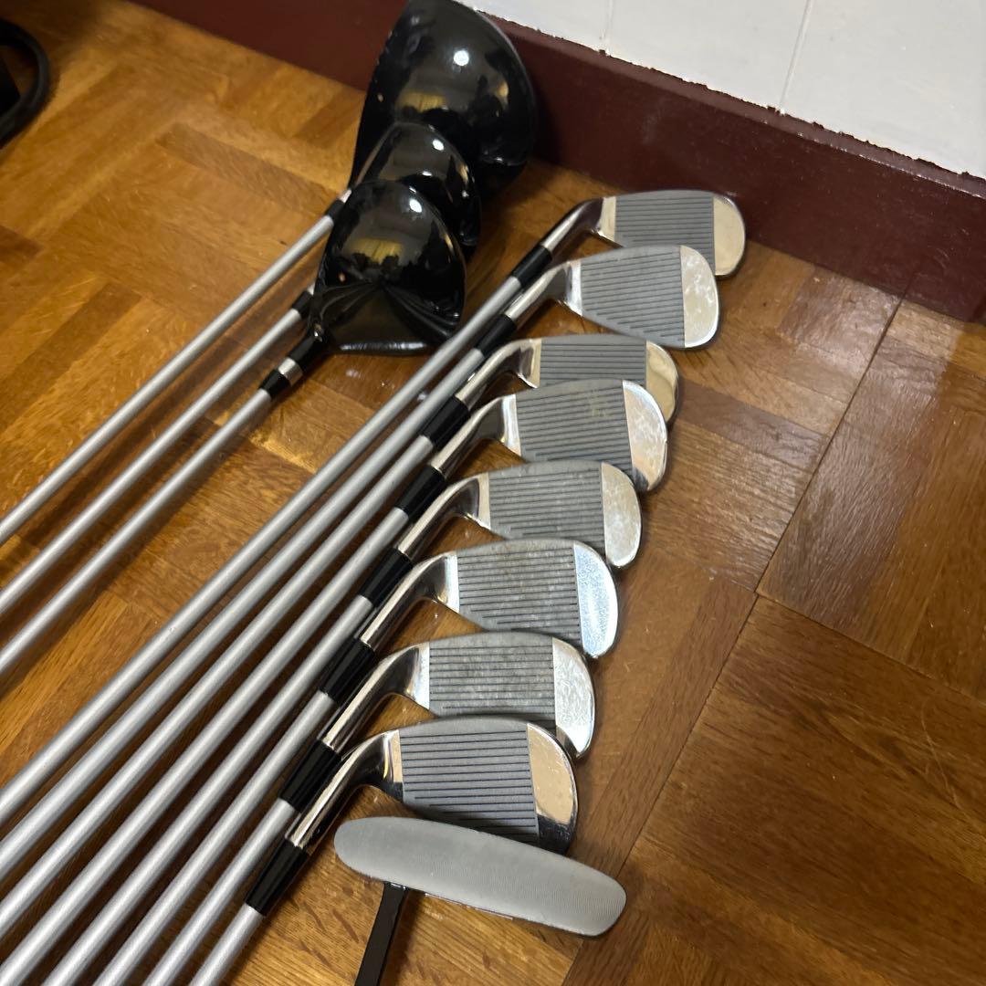ネイビーとオレンジのチェック柄 ゴルフバッグ