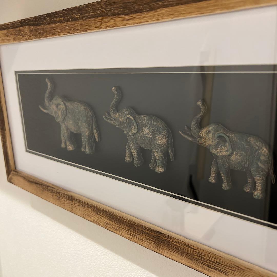 3頭のゾウ 壁掛け アート 飾り ウォール　バリ　スリランカ　南国