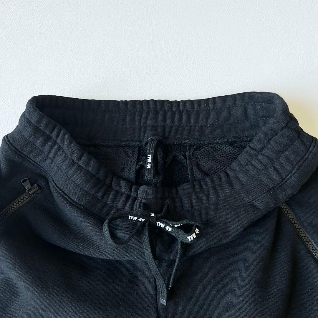 3219【美品】TFW49 ストレッチパンツ　チャックポケットスウェット　M 黒