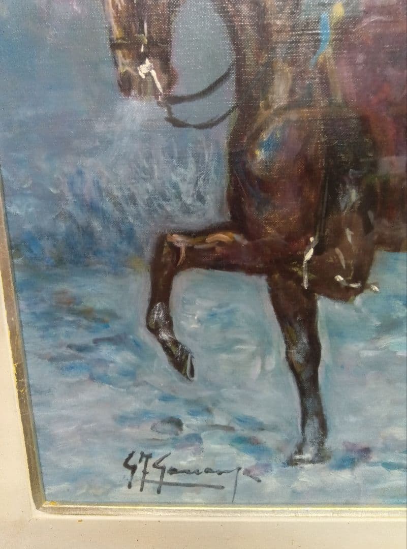 絵画油絵　 イタリアの画家　 ジョンフランシスゴンザガ　 タイトル馬と騎手