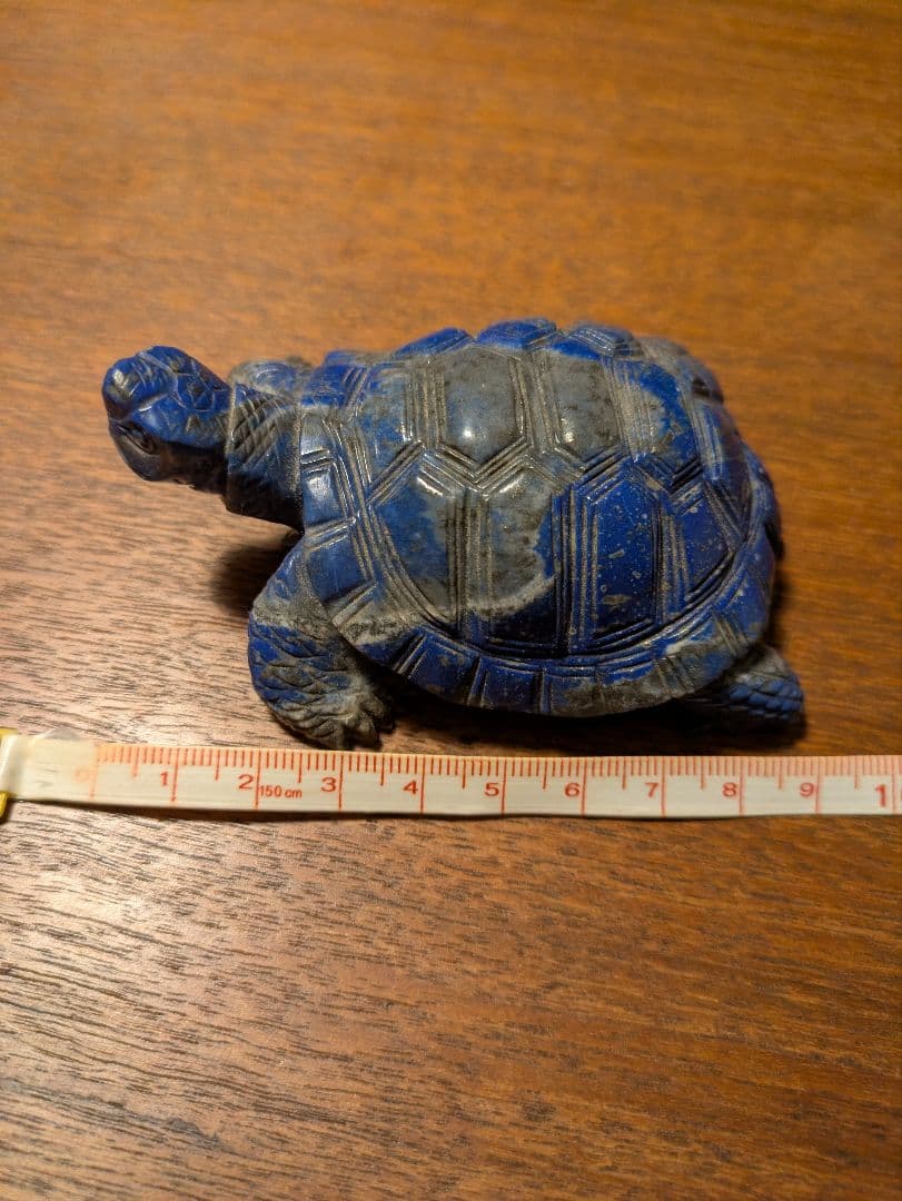 【幸運の青い亀】天然石 ラピスラズリ 置物 縁起物 魔除け 浄化